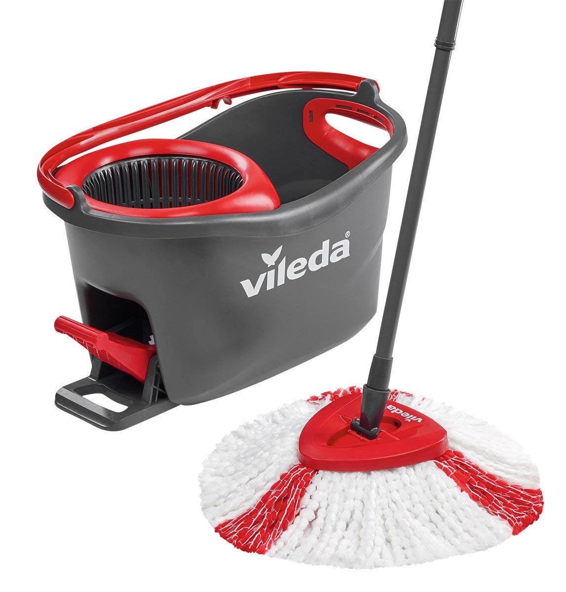 Mocio E Secchio Con Strizzatore Rotante – Set Pulizia Pavimenti Con 6 Ricariche, Manico Telescopico 155 Cm (Verde)